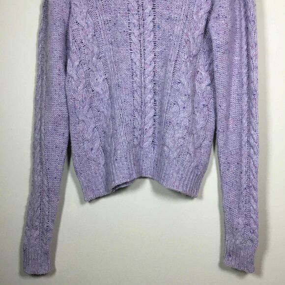 Sunday Two Purple Wool Blend Chunky Cable Knit Sweater M Autumn Fall Casual - Picture 6 of 8
